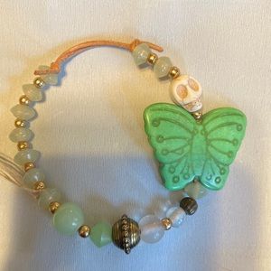 Adjustable Leather & Stone Bracelet